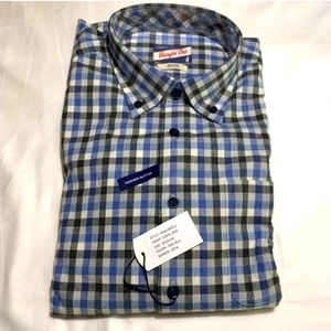 Johnnie-O Coen Hangin' Out Mens Size Medium Check Blue Gray Long Sleeve Button